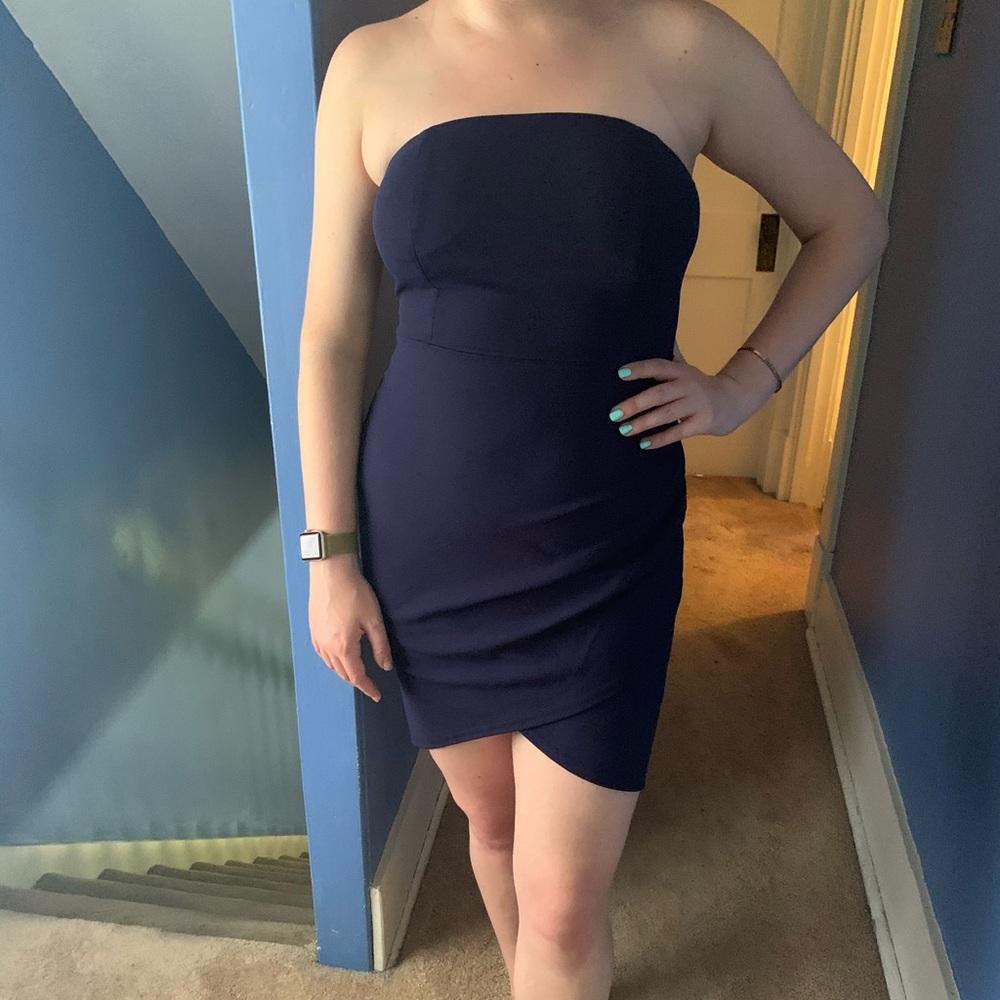 Navy Strapless Dress
